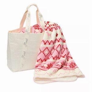 Victoria’s Secret Pink Patterned Blanket with White Bling Tote